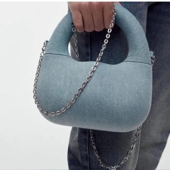 ZARA DENIM BLUE BAG - Picture 4 of 12